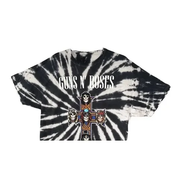 Guns N Roses Vintage Style Tie Dye Appetite for Destruction TShirt L Black White - Picture 3 of 14